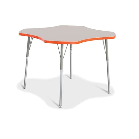 Jonti-Craft Berries Four Leaf Activity Table, A-height, Freckled Gray/Orange/Gray 6453JCA114